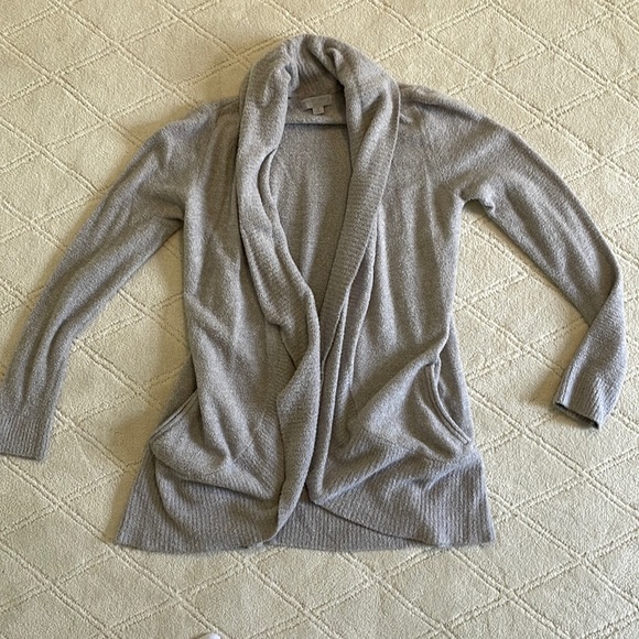 Barefoot Dreams Sweaters - Barefoot Dreams Medium Light Gray CozyChic Lite Circle Cardigan Sweater Lounge